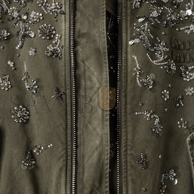 MIU MIU WOMEN'S BOMBER JACKET IN OLIVE GREEN ML1133